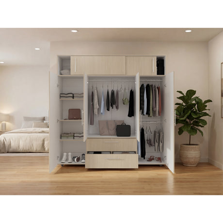 Closet Luque Cartagena y Blanco 200x204cm con 3 Cajones con 3 Entrepaños - CLOSETS | Bylmo