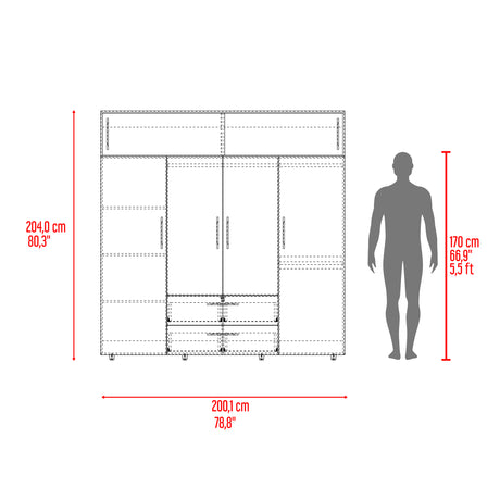 Closet Luque Cartagena y Blanco 200x204cm con 3 Cajones con 3 Entrepaños - CLOSETS | Bylmo