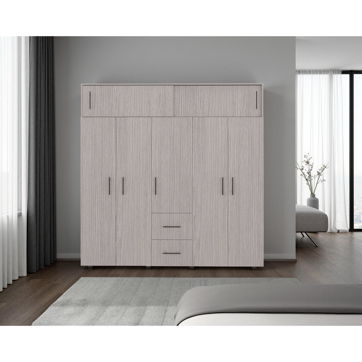 Closet Montevideo Positano y Blanco 200.1x206cm con 3 Cajones con 4 Entrepaños - CLOSETS | Bylmo
