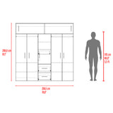 Closet Montevideo Positano y Blanco 200.1x206cm con 3 Cajones con 4 Entrepaños - CLOSETS | Bylmo