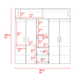Closet Montevideo Positano y Blanco 200.1x206cm con 3 Cajones con 4 Entrepaños - CLOSETS | Bylmo
