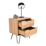 Mesa de Noche Augusta Novo Fresno 45 cm con Dos Cajones - MESAS DE NOCHE | Bylmo