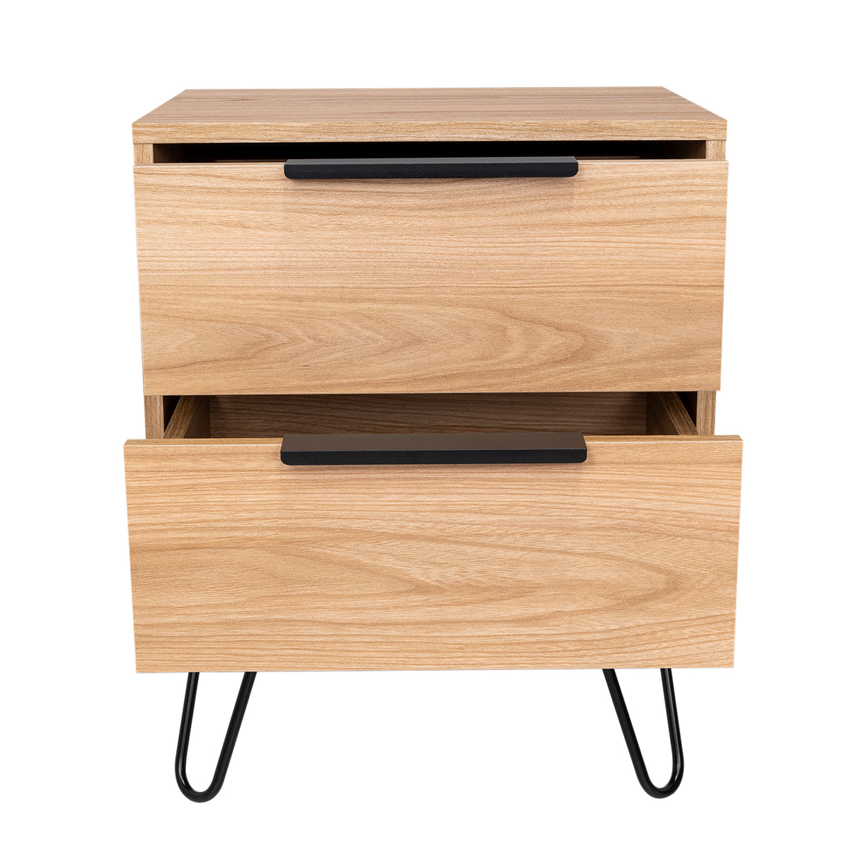 Mesa de Noche Augusta Novo Fresno 45 cm con Dos Cajones - MESAS DE NOCHE | Bylmo
