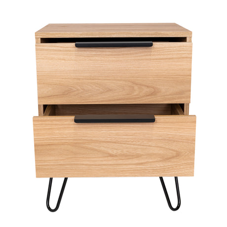 Mesa de Noche Augusta Novo Fresno 45 cm con Dos Cajones - MESAS DE NOCHE | Bylmo
