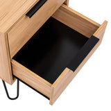 Mesa de Noche Augusta Novo Fresno 45 cm con Dos Cajones - MESAS DE NOCHE | Bylmo