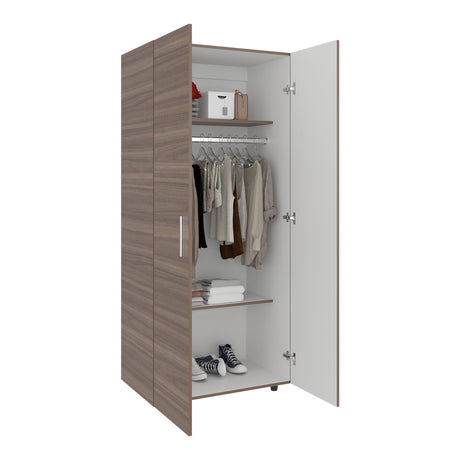 Closet Hogar Avellana y Blanco 80x180.5cm con Dos Puertas - CLOSETS | Bylmo