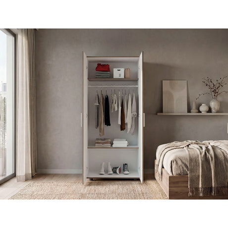 Closet Hogar Avellana y Blanco 80x180.5cm con Dos Puertas - CLOSETS | Bylmo