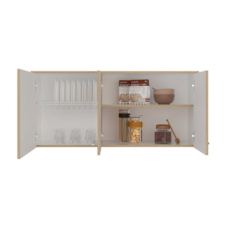 Mueble Superior de Cocina Orion Fresno 120x54.5cm con Tres Puertas y con Locero - MUEBLES SUPERIORES DE COCINA | Bylmo