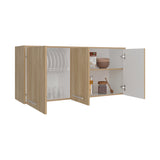 Mueble Superior de Cocina Orion Fresno 120x54.5cm con Tres Puertas y con Locero - MUEBLES SUPERIORES DE COCINA | Bylmo