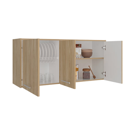 Mueble Superior de Cocina Orion Fresno 120x54.5cm con Tres Puertas y con Locero - MUEBLES SUPERIORES DE COCINA | Bylmo