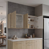 Mueble Superior de Cocina Orion Fresno 120x54.5cm con Tres Puertas y con Locero - MUEBLES SUPERIORES DE COCINA | Bylmo