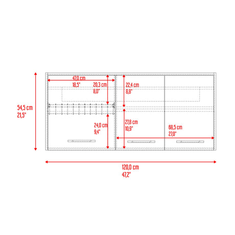 Mueble Superior de Cocina Orion Fresno 120x54.5cm con Tres Puertas y con Locero - MUEBLES SUPERIORES DE COCINA | Bylmo
