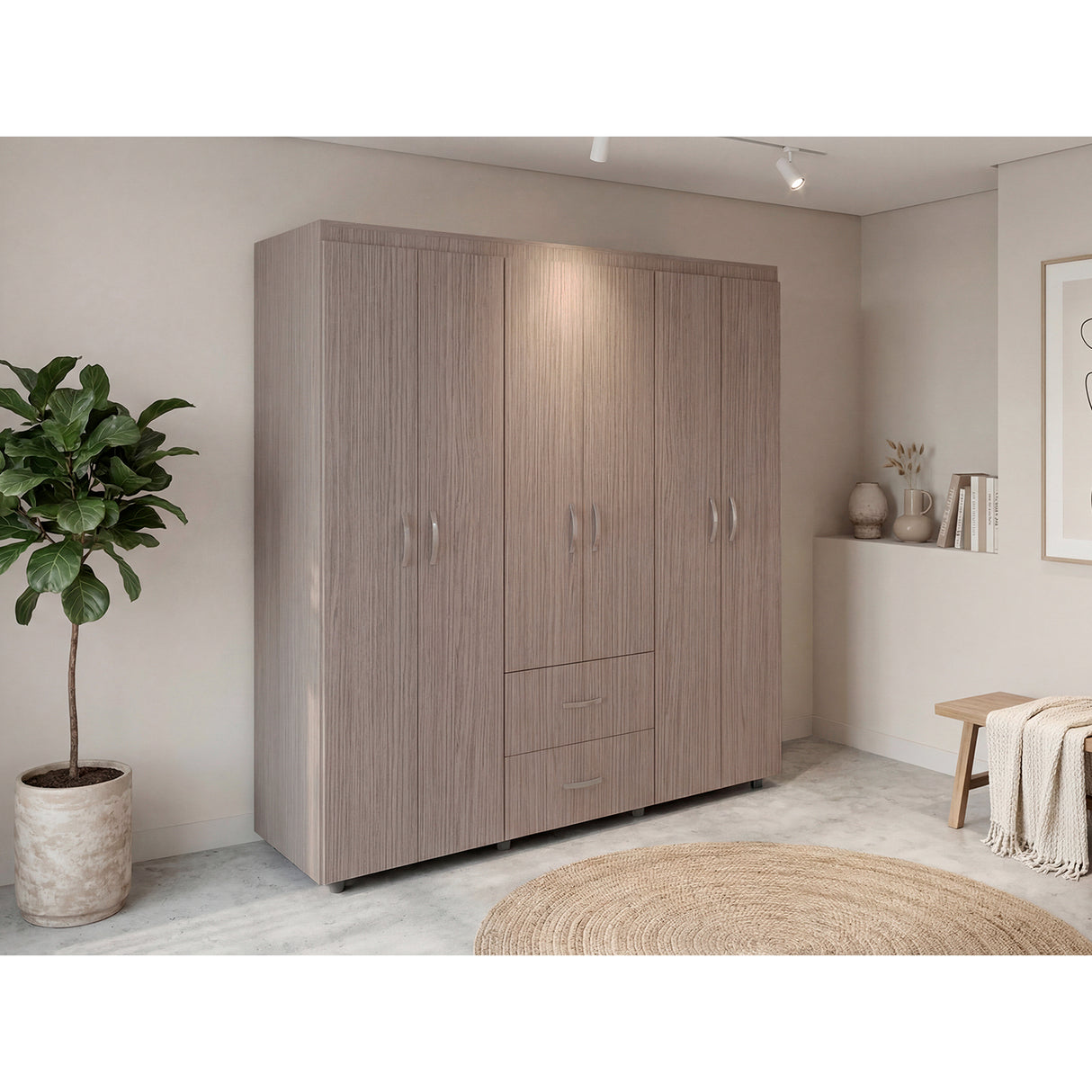 Closet Bariloche Blanco Positano 170.3x180cm con Seis Puertas y con Dos Cajones - CLOSETS | Bylmo