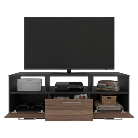 Rack de TV Wema Wengue Y Avellana 130x49cm Para TV Hasta 58 Pulgadas con Tres Cajones - MUEBLES DE TV | Bylmo