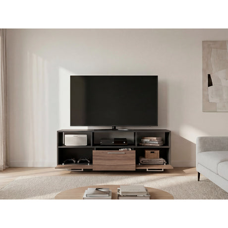Rack de TV Wema Wengue Y Avellana 130x49cm Para TV Hasta 58 Pulgadas con Tres Cajones - MUEBLES DE TV | Bylmo