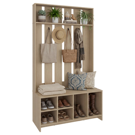 Mueble Recibidor Beijing Cartagena 97 cm con Entrepaño, Zapatero y Perchero para Ropa - BIFES Y ARRIMOS | Bylmo