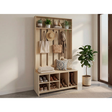 Mueble Recibidor Beijing Cartagena 97 cm con Entrepaño, Zapatero y Perchero para Ropa - BIFES Y ARRIMOS | Bylmo