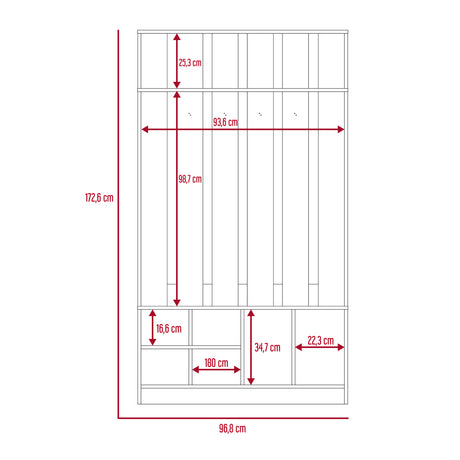 Mueble Recibidor Beijing Cartagena 97 cm con Entrepaño, Zapatero y Perchero para Ropa - BIFES Y ARRIMOS | Bylmo