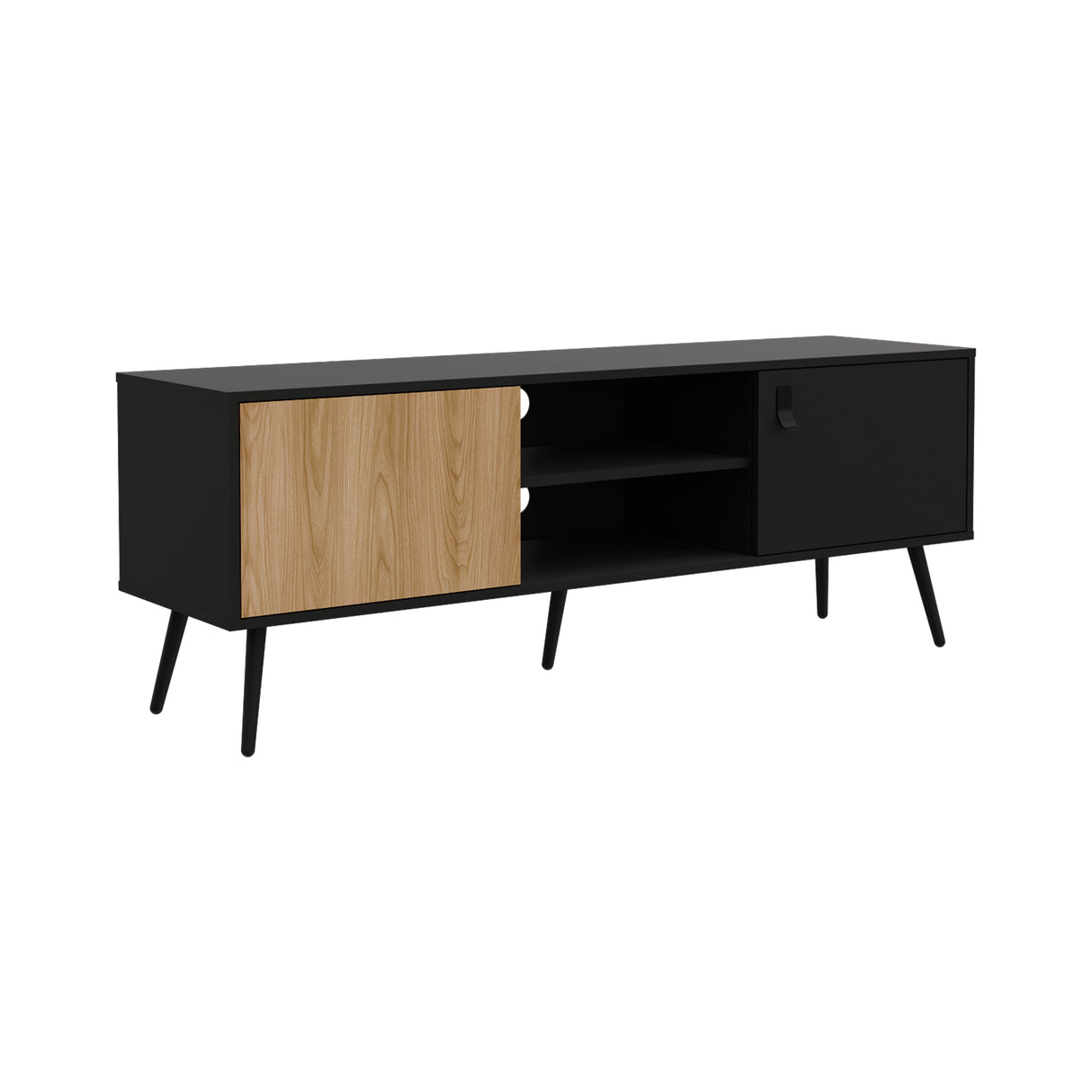 Rack de TV Wengue y Fresno 150x55cm para TV de 65 Pulgadas - MUEBLES DE TV | Bylmo