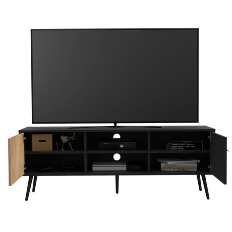 Rack de TV Wengue y Fresno 150x55cm para TV de 65 Pulgadas - MUEBLES DE TV | Bylmo