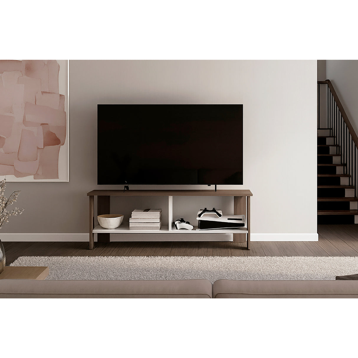 Mesa para TV Navia Avellana 120.3x42.1cm para TV Hasta 50 pulgadas - MUEBLES DE TV | Bylmo