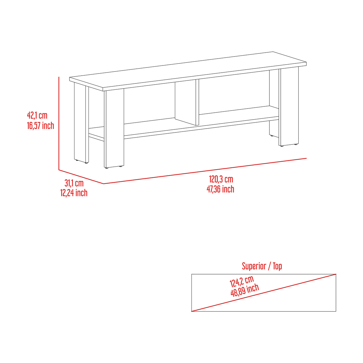 Mesa para TV Navia Avellana 120.3x42.1cm para TV Hasta 50 pulgadas - MUEBLES DE TV | Bylmo