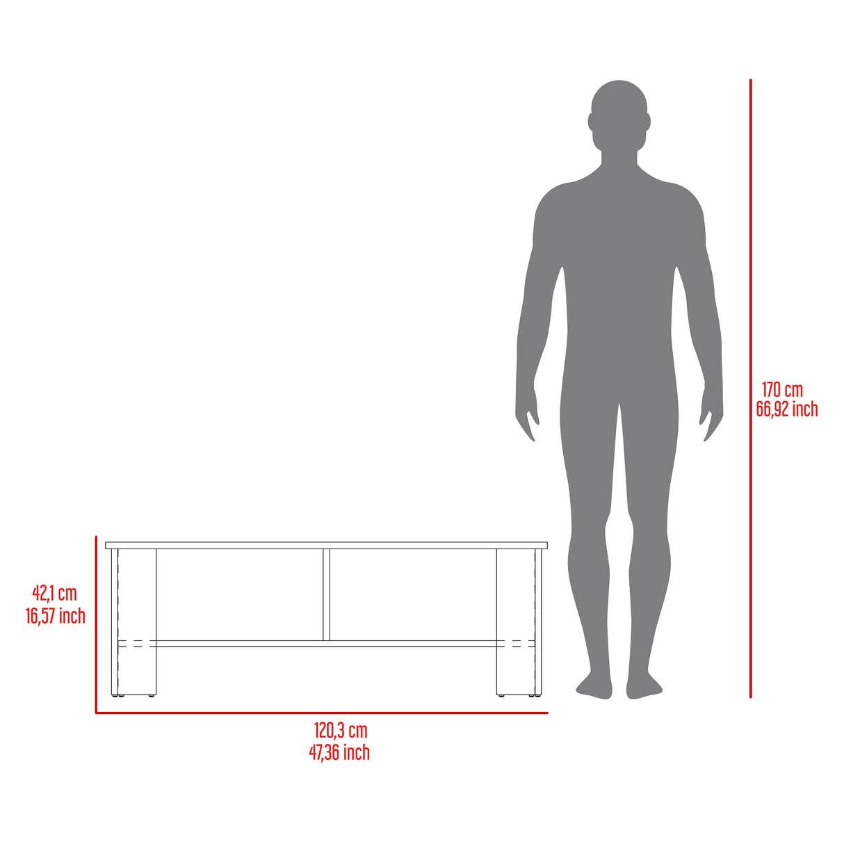 Mesa para TV Navia Avellana 120.3x42.1cm para TV Hasta 50 pulgadas - MUEBLES DE TV | Bylmo