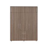 Closet Bigaf Avellana y Wengue 160x204cm Con Tres Cajones y Cuatro Entrepaños - CLOSETS | Bylmo