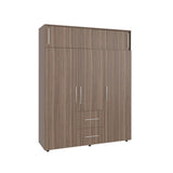 Closet Bigaf Avellana y Wengue 160x204cm Con Tres Cajones y Cuatro Entrepaños - CLOSETS | Bylmo