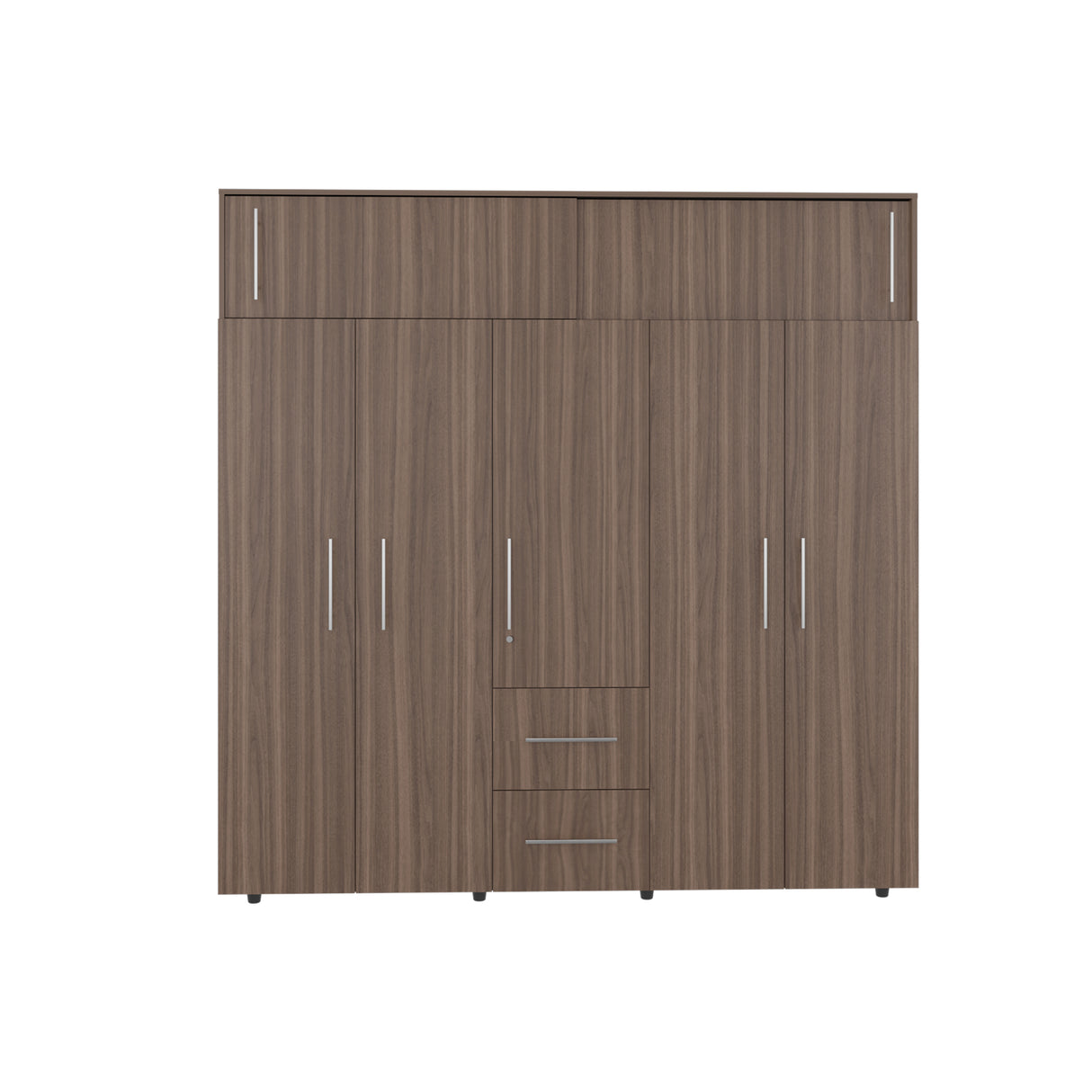 Closet Bigaf Avellana y Wengue 230x204cm Con Tres Cajones y Ocho Puertas - CLOSETS | Bylmo