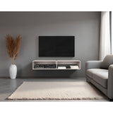 Rack de TV Flotante Gris Positano 150x26.5cm Para TV Hasta 65 Pulgadas con Ranuras para Cables - MUEBLES DE TV | Bylmo