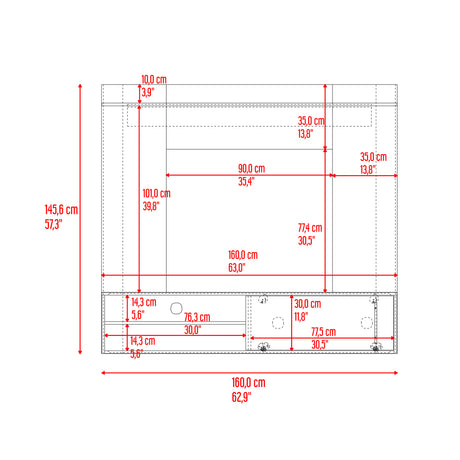Panel de TV Bigaf Avellana y Wengue 145.6x38cm Para TV Hasta 60 Pulgadas Flotante - MUEBLES DE TV | Bylmo