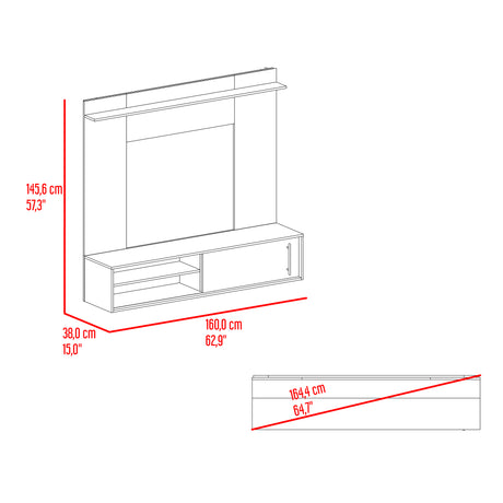 Panel de TV Bigaf Avellana y Wengue 145.6x38cm Para TV Hasta 60 Pulgadas Flotante - MUEBLES DE TV | Bylmo