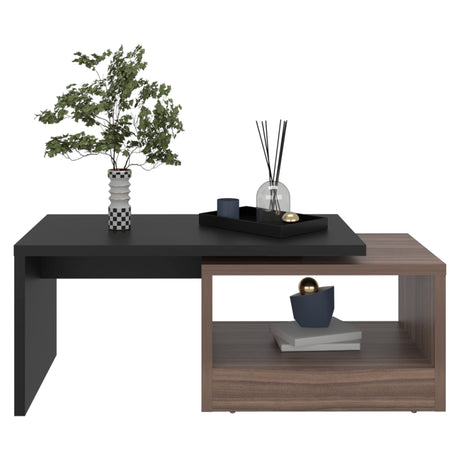 Mesa de Centro Kaia Wengue y Avellana 100.2x40cm Rectangular con Compartimiento - MESAS DE CENTRO | Bylmo