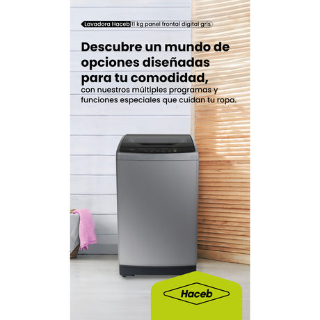 Lavadora Haceb Gris 61.2x95.2cm Para 11 Kilos con 6 Funciones Preconfiguradas - LAVADORAS Y SECADORAS | Bylmo