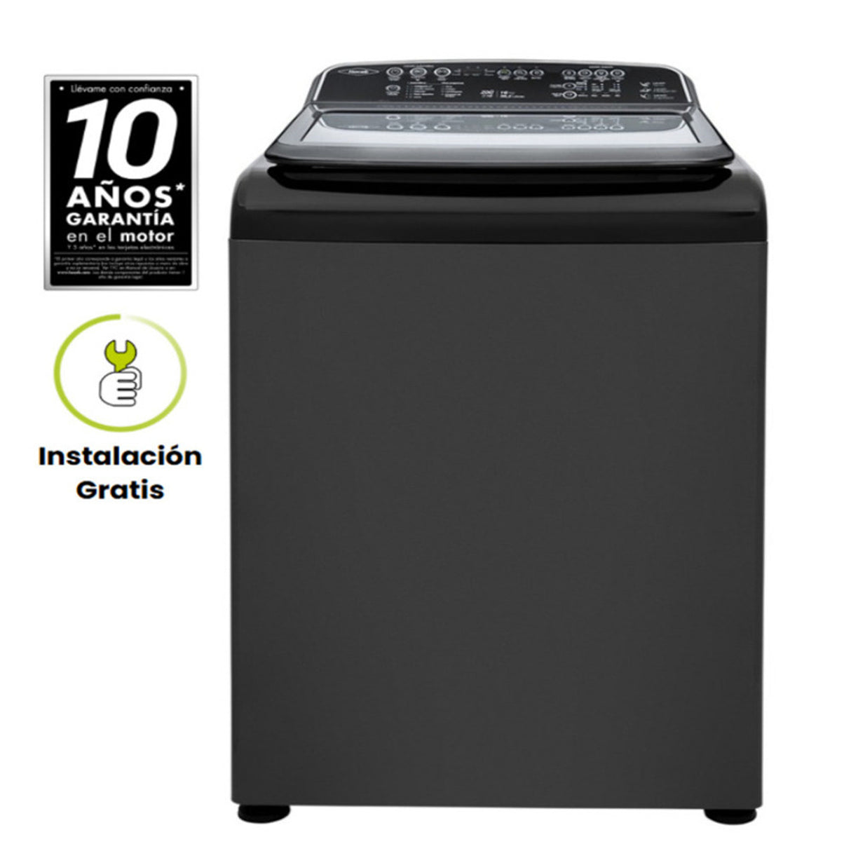 Lavadora Haceb Negra 62x107cm Para 16 Kilos con 11 Funciones Preconfiguradas - LAVADORAS Y SECADORAS | Bylmo