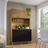 Alacena Negro y Castaño 111x185cm con Un Cajón y con Seis Puertas - ALACENAS Y MUEBLES MICROONDAS | Bylmo