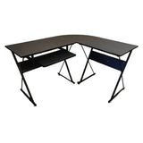 Escritorio en L Negro 128x63cm con Una Repisa para Organizar