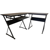 Escritorio en L Negro 128x63cm con Una Repisa para Organizar