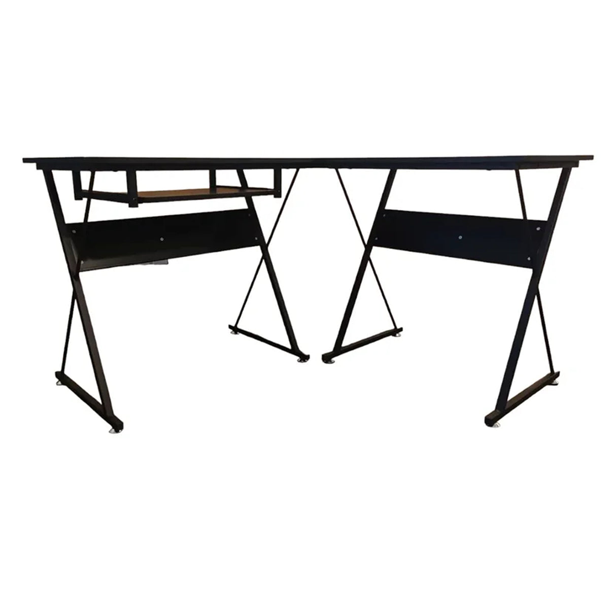 Escritorio en L Negro 128x63cm con Una Repisa para Organizar