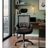 Silla Gerencial Negro 52x105cm con Apoya Brazos con Soporte Lumbar y con Apoya Cabezas - SILLAS DE OFICINA | Bylmo