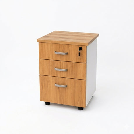Cajonera Castaño y Blanco 42x53cm de Tres Hileras con Tres Cajones - CAJONERAS Y COMODAS | Bylmo