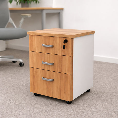 Cajonera Castaño y Blanco 42x53cm de Tres Hileras con Tres Cajones - CAJONERAS Y COMODAS | Bylmo