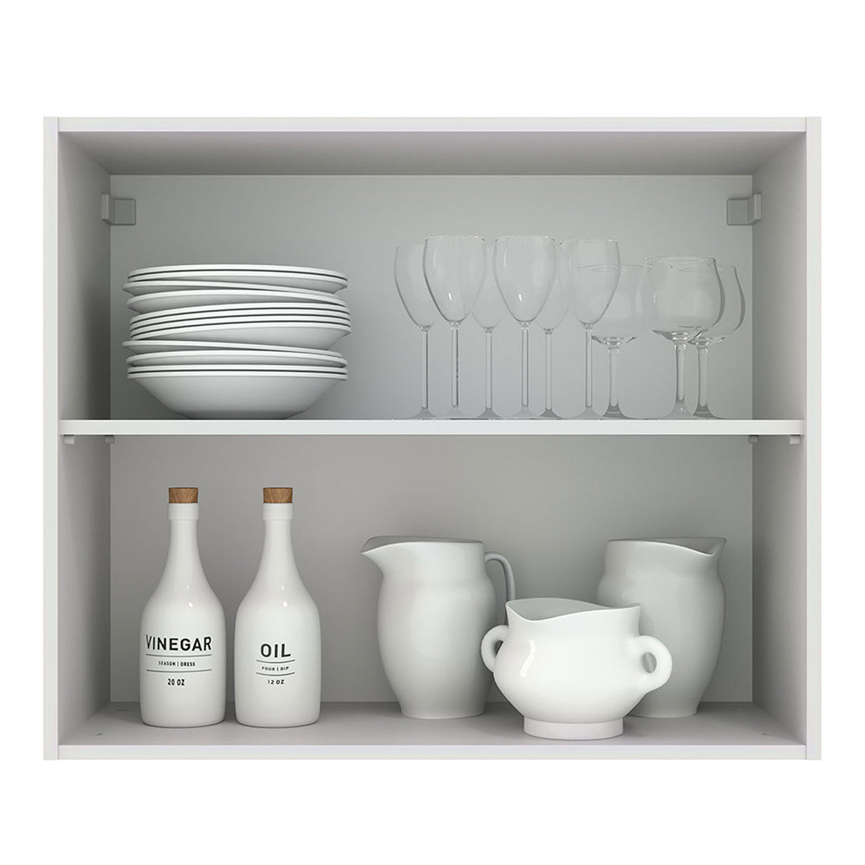 Mueble Superior de Cocina Agata Blanco y Gris 80x66cm con Dos Entrepaños y Dos Puertas - MUEBLES SUPERIORES DE COCINA | Bylmo