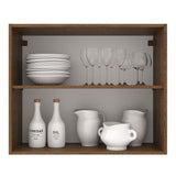 Mueble Superior de Cocina Agata Marrón y Gris 80x66cm con Dos Entrepaños y Dos Puertas - MUEBLES SUPERIORES DE COCINA | Bylmo
