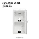 Mueble Superior de Cocina Vik Blanco y Gris 35x66cm con Dos Entrepaños y Una Puerta - MUEBLES SUPERIORES DE COCINA | Bylmo
