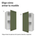 Mueble Superior de Cocina Vik Blanco y Verde 35x66cm con Dos Entrepaños y Una Puerta - MUEBLES SUPERIORES DE COCINA | Bylmo