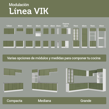 Mueble Superior de Cocina Vik Blanco y Verde 35x66cm con Dos Entrepaños y Una Puerta - MUEBLES SUPERIORES DE COCINA | Bylmo