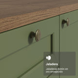 Mueble Superior de Cocina Vik Marrón y Verde 35x66cm con Dos Entrepaños y Una Puerta - MUEBLES SUPERIORES DE COCINA | Bylmo