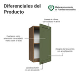 Mueble Superior de Cocina Vik Marrón y Verde 35x66cm con Dos Entrepaños y Una Puerta - MUEBLES SUPERIORES DE COCINA | Bylmo